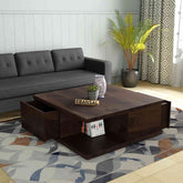 Revista Solid Sheesham Wood Coffee Table (Walnut Finish)